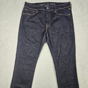 American Eagle Airflex+ Slim Jeans Men 36x29.5 Dark Indigo Blue Stretch Denim